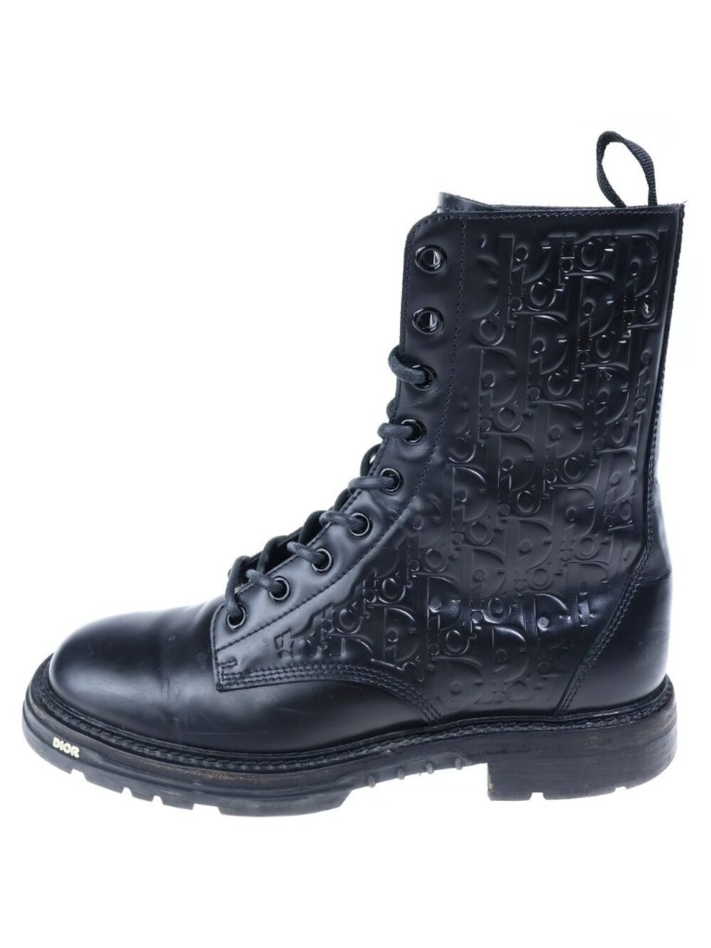 Dior Homme Explorer II Oblique Embossed Design Lace-up Leather High Cut Boots